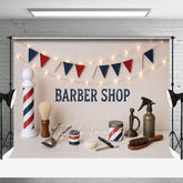 Aperturee - Aperturee Light Barber Shop Baby Boy Cake Smash Photo Backdrop